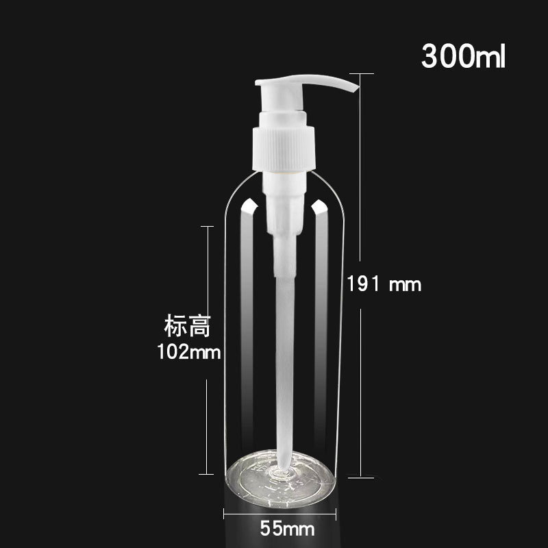 Botella de la bomba transparente para mascotas Botella de la prensa de la loción Botella de plástico transparente PET clip de la botella de la bomba de pico de pato botella dividida