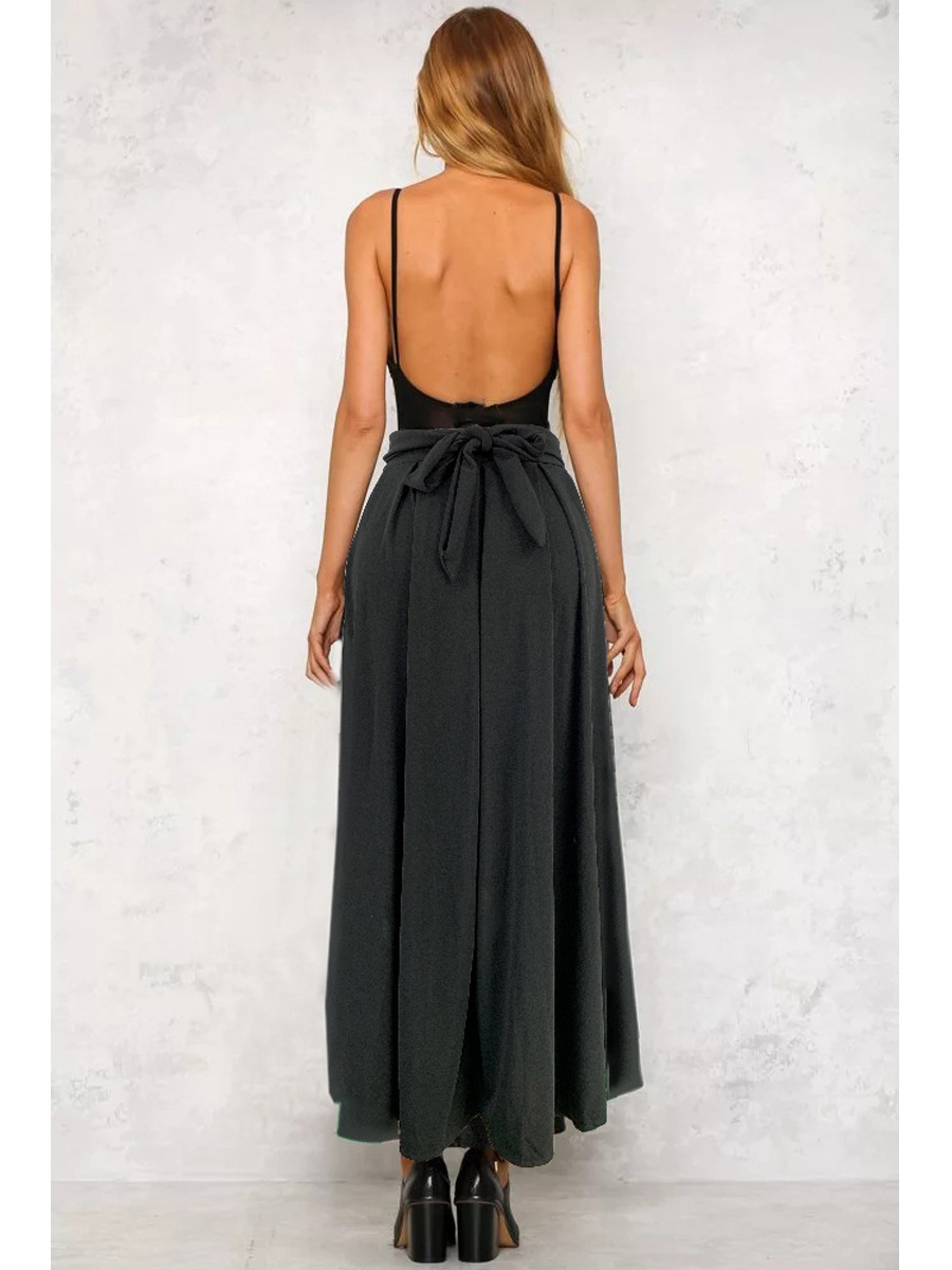 Fashion commuter wish independent station foreign trade sales European and American clothing solid color large swing belt skirt ready stock_vogarts.com