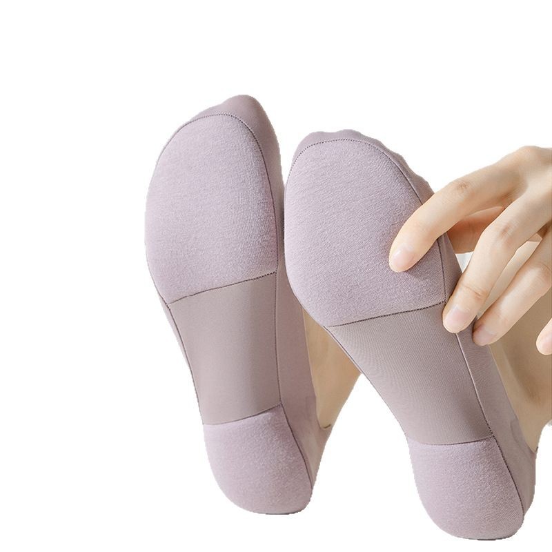 女性用ボートソックス、純綿、滑り止めスポンジ底、薄手、アイスシルク、浅口、目に見えない、防臭、ハイヒール用ソックス、綿底