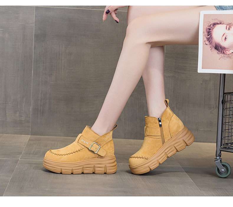 Giày boot nữ cổ cao đế dày tăng chiều cao phong cách Anh quốc cổ điển — M2961 màu đen, Lạc đà M2961, M2961 màu nâu, M2961 màu vàng chi tiết 12