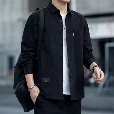Camisa holgada sin planchar Camisa casual de manga larga para hombre Chaqueta de otoño para hombre Sensación de alta gama