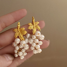 葡萄园 法式复古珍珠流苏耳环 轻奢高级感小众设计仙气质耳钉银针