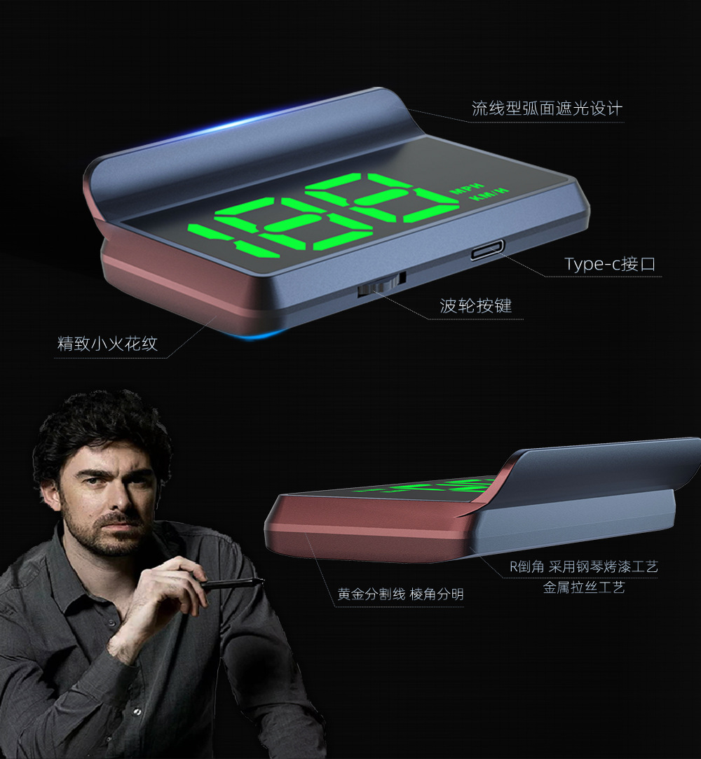 Car Hud Head-Up Display Car Universal Beidou Gps Speed Display Kmh/Mph Hd Projector W2