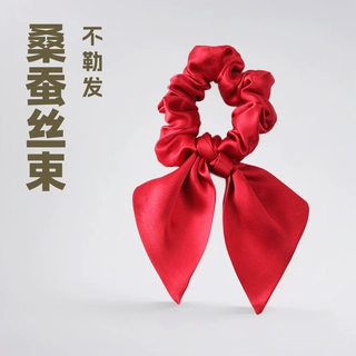 16姆米桑蚕丝发圈ins热夏季大肠圈蝴蝶结发带不勒发花边发绳