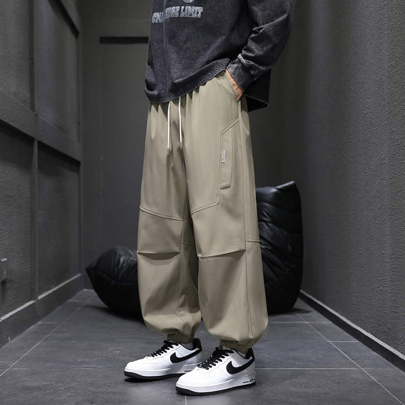Men's Jogger Pants Spring and Autumn 2025 New Loose Tapered Pants Simple Style Youth Casual Pleated Long Pants