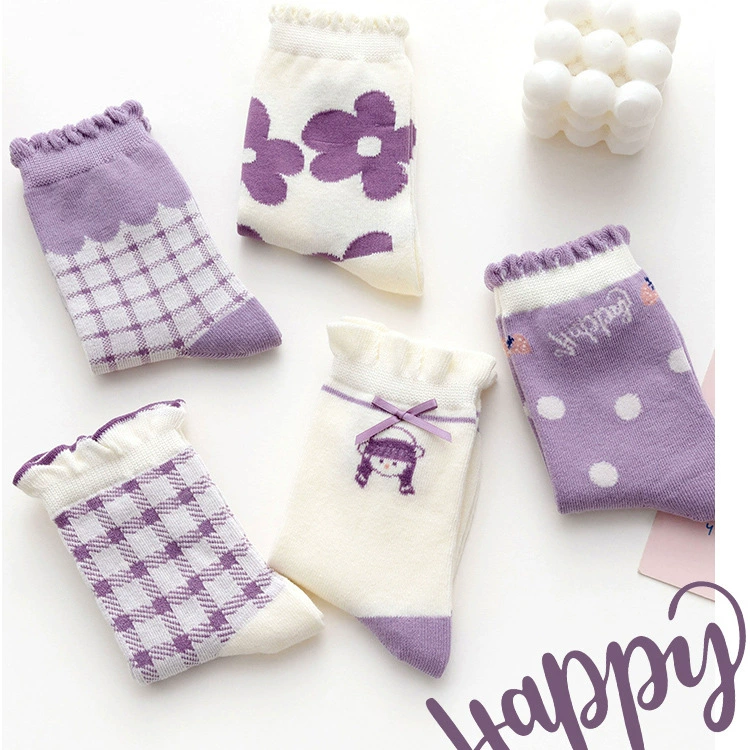 Cartoon cute children's sports breathable knee socks for men and women, mid-length