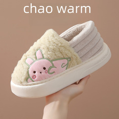 Cotton Shoes 2023 Winter Internet Celebrity Rabbit Couple Strap Slippers Indoor Anti-Slip Warmth Wholesale