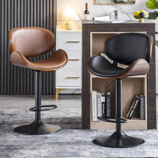 Bar Chair Lift Solid Wood Front Desk Bar Chair Nordic Home Swivel Chair Backrest Modern Simple Light Luxury High Stool