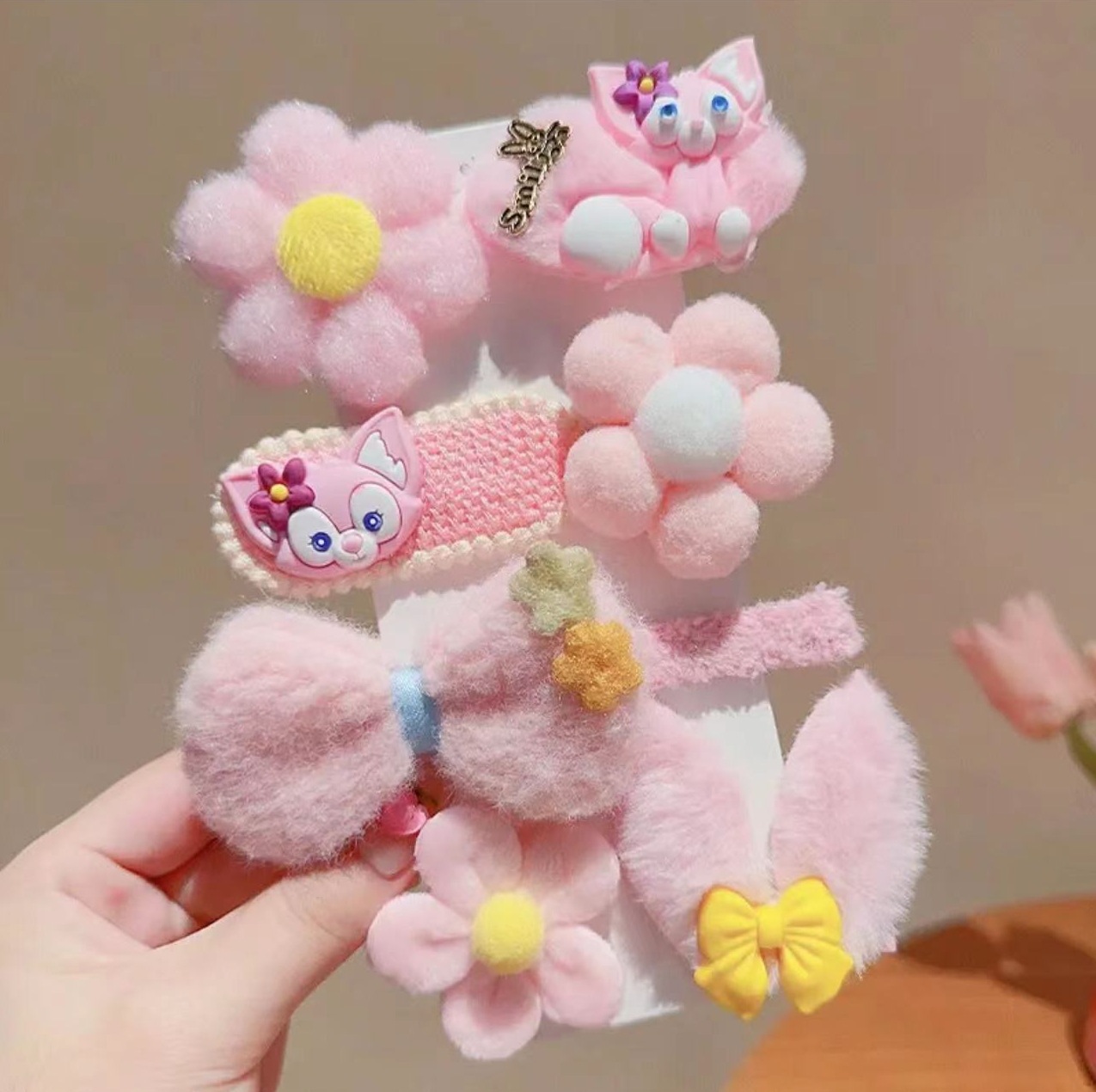 El otoño y el invierno de los nuevos niños de pelo de la horquilla accesorios de felpa horquilla de dibujos animados Ling na Bei Er clip lateral no hace daño a las niñas de pelo horquilla