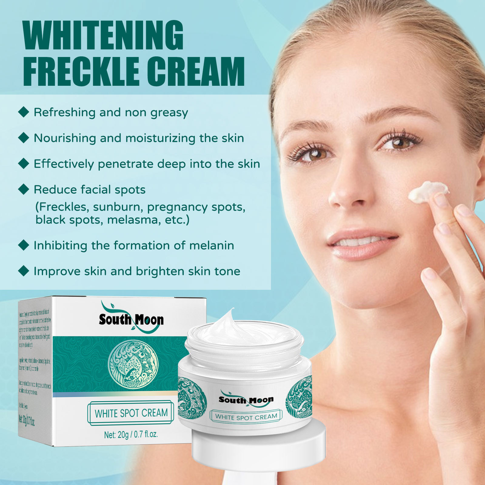 South Moon brightening and lightening spot cream. Lightening of spots, freckles and chloasma. Brightening and rejuvenating moisturizing cream._voghion.com