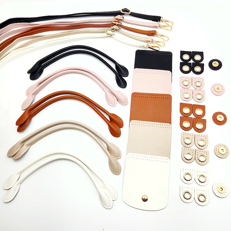 Multi-Color Magnetic Dumpling Bag Leather Accessories Set with Cover, Handle, and Shoulder Strap DIY Handmade Crochet Bag Materials Multi-Color Magnetic Dumpling Bag Leather Accessories Set with Cover, Handle, and Shoulder Strap DIY Handmade Crochet Bag Materials