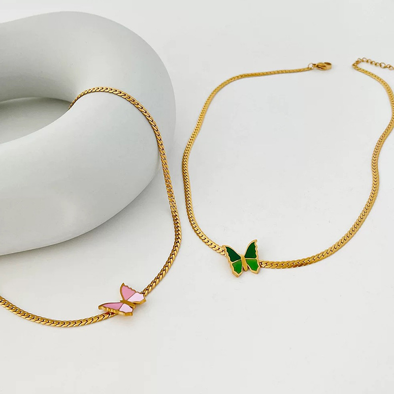 Butterfly Pattern Sweet Butterfly Titanium Steel Necklace 1 Piece