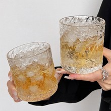 冰川纹进口水晶高级感ins石纹玻璃水杯果汁饮料杯威士忌冰球酒杯
