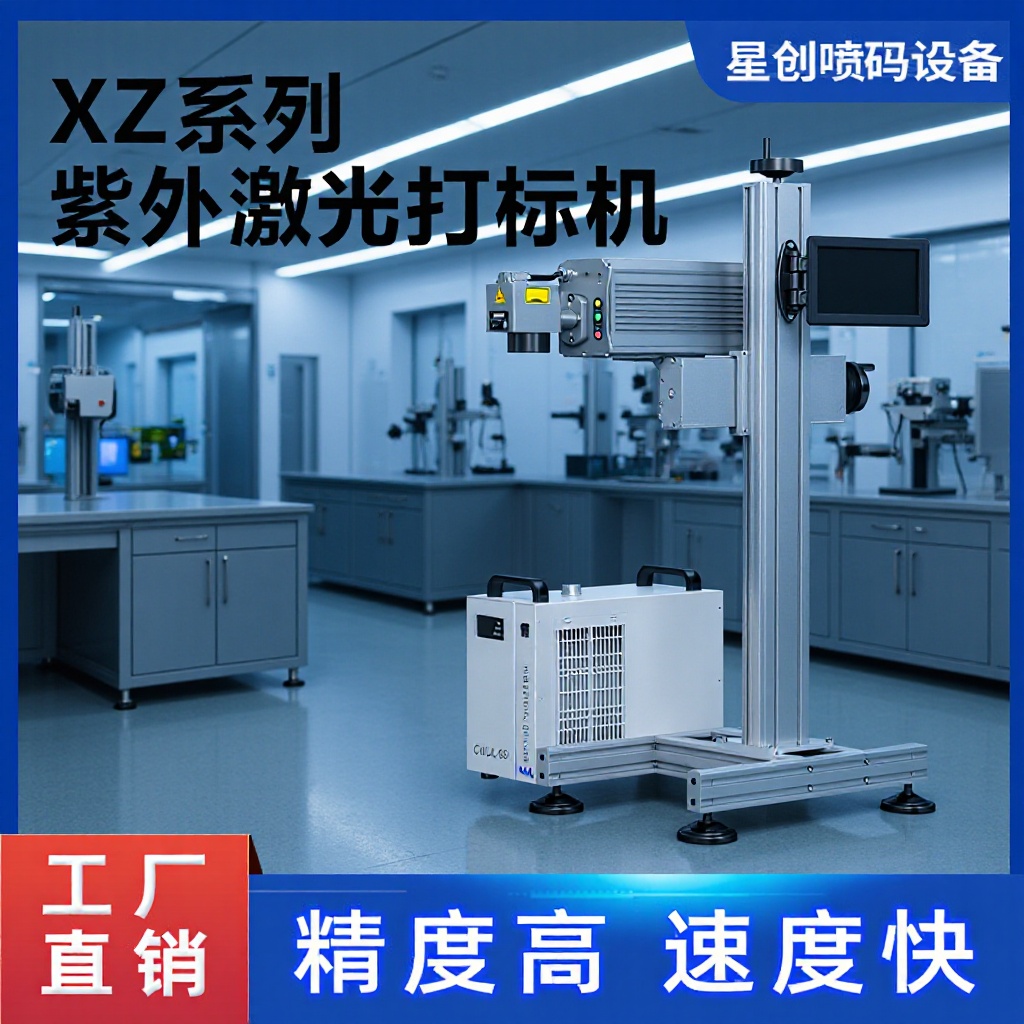 紫外激光打标机玻璃塑胶袋子瓶盖二维码日期批号图案喷码机全自动