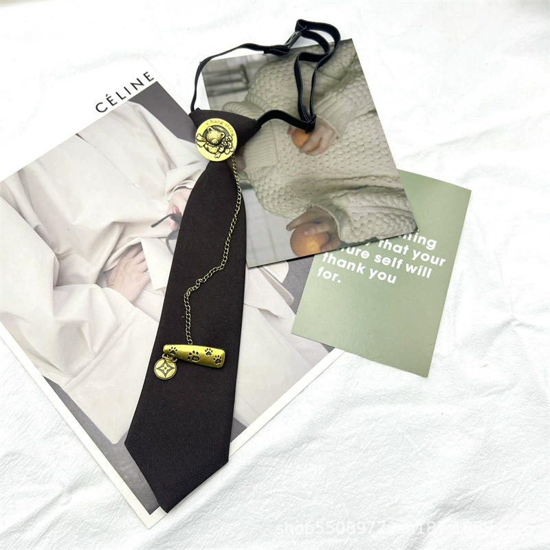 Ретро кофе бронзовая tie, металлическая цепь, универсальная булавка, с маленькими медведями