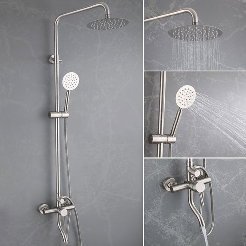 Manufacturer wholesale 304 stainless steel cross small plane three-speed shower set lift shower concealed installation