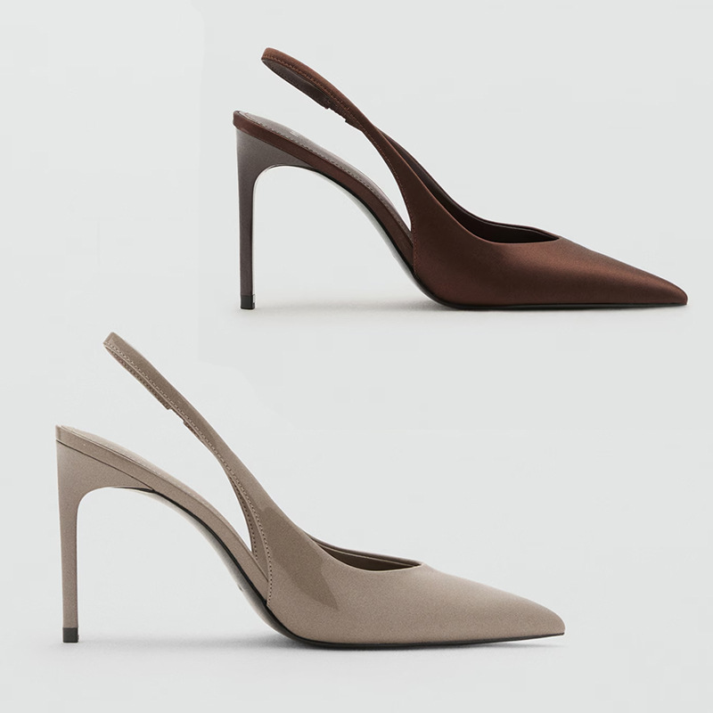 Sandals Women's High Heels 2025 Autumn New Women's Shoes Sexy Patent Leather Pointed Toe Temperament Shallow Mouth Stiletto Mules Women's Shoes