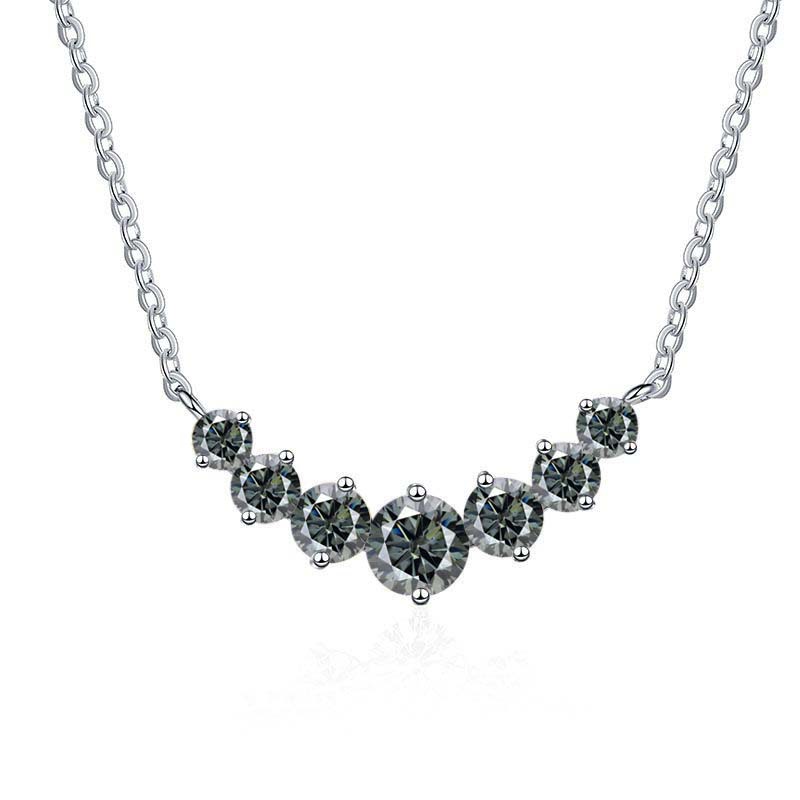 Collar de oro de plata esterlina s925 mujer sonrisa minimalista siete princesas collar de piedra de mosaico de color 2.8 quilates