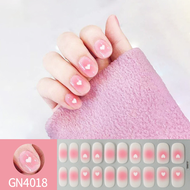 Ou Nai 20 refers to baking-free gel nail stickers Little Red Riding Book with simple grid line nail stickers a generation of hair