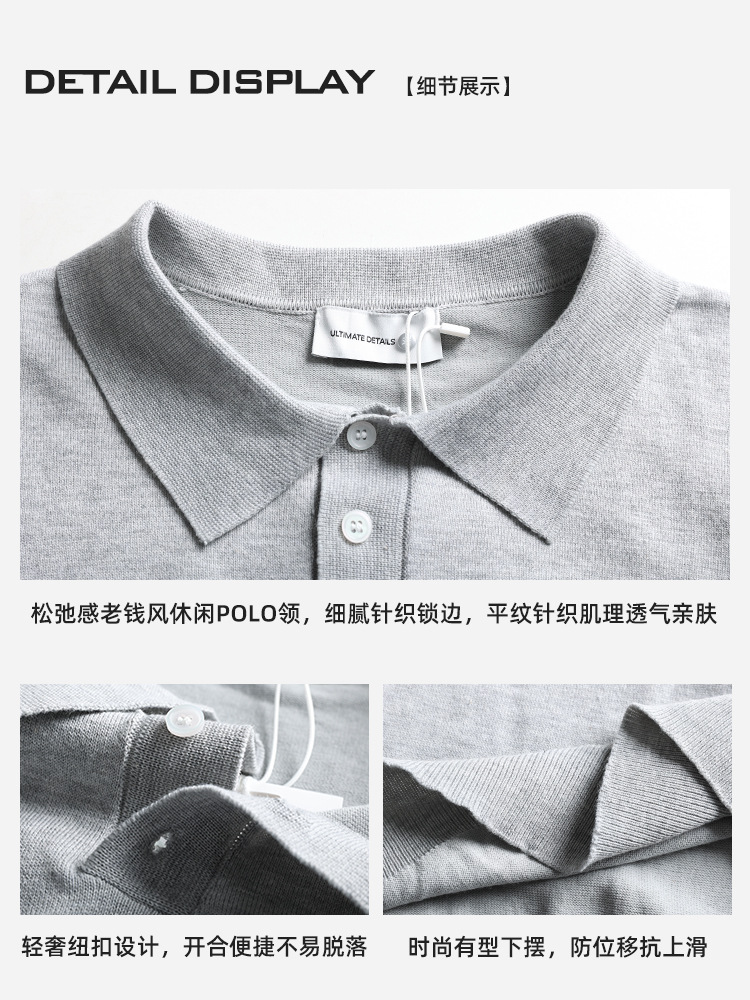 Europa y Estados Unidos explotaron transfronterizos hombres hielo tejido polo hombre de verano negocio casual con solapas de manga corta camisa de hombre
