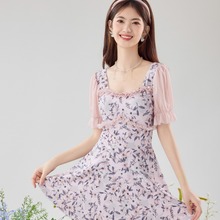 夏艳12422成人泳衣女连体平角遮肚显瘦休闲连体泳衣夏季玩水