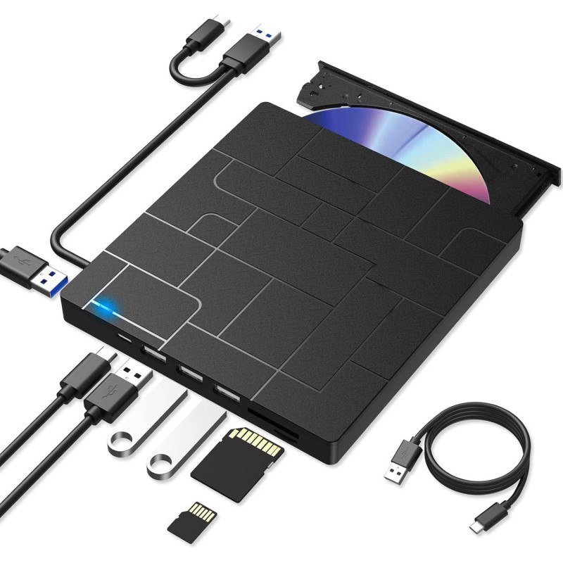 7-in-1多機能外付け光学ドライブパソコンusbディスクドライブ超薄型モバイルレコーダー読み書き可能ディスク|undefined