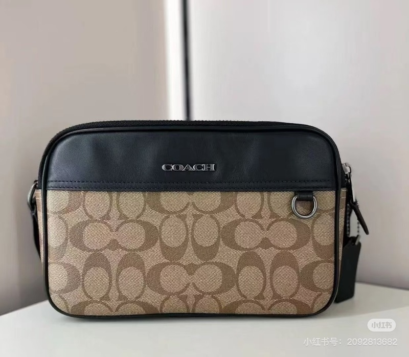 Koujia 新しいグラハムクラシック老眼レザーメンズカメラバッグダブルジッパーショルダークロスボディ本革スモールスクエアバッグ|undefined