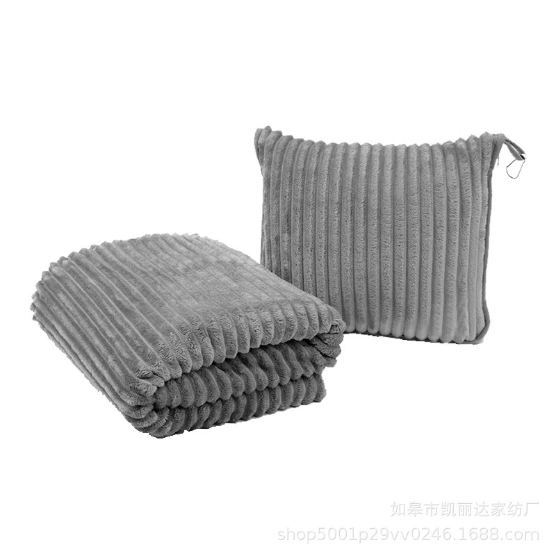 Многофункциональное одеяло-плед 2-в-1 для путешествий и самолетов, изготовленное на заказ, для трансграничной торговли, фабричное, для улицы, в полоску, из фланели