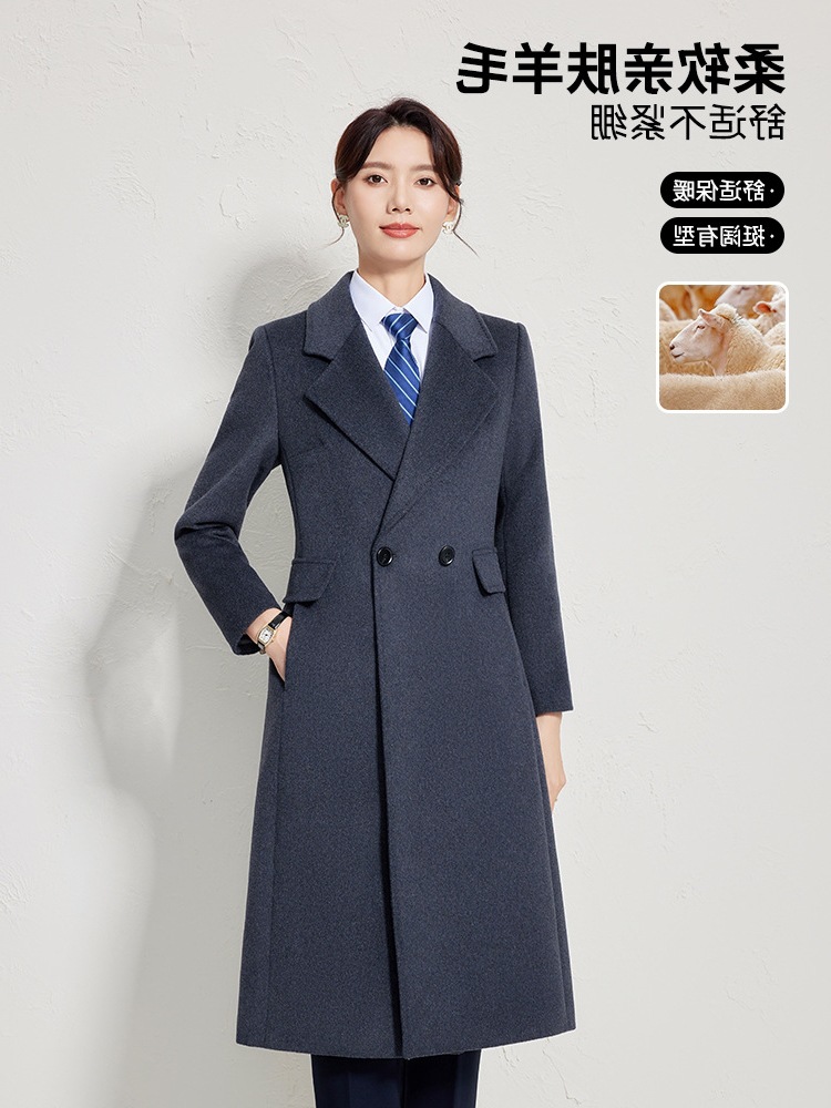 모직 코트 여성 통근 캐시미어 코트 느낌 호텔 가을과 겨울 새 판매 부서 은행 긴 툴링