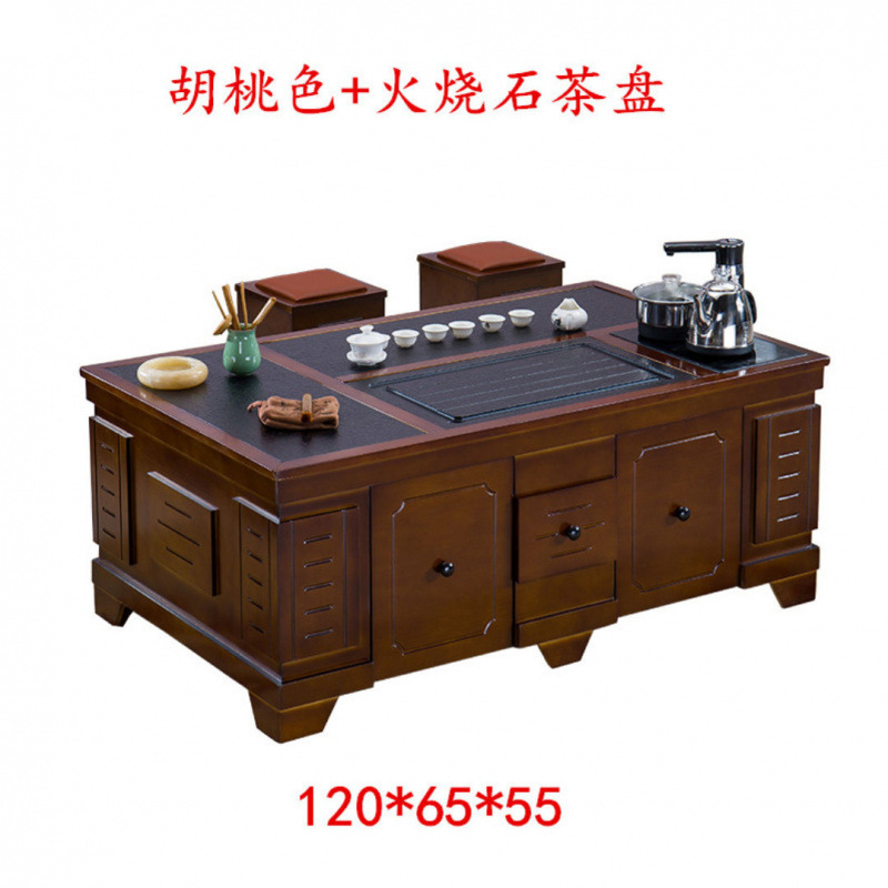 Mesa de té de kung fu con tetera de agua caliente, mesa de té de piedra caliente, conjunto integral de mesa de té, sala de estar, oficina doméstica, mesa de té
