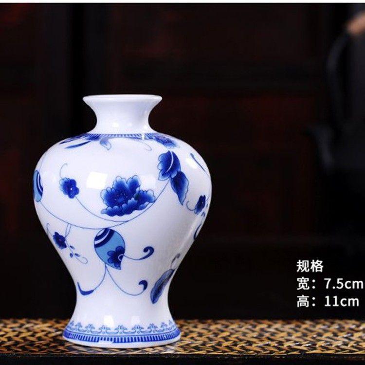 Vaso de escritorio de cerámica de porcelana pequeña boca mini hidroponía de flores retrógradas botellas de flores de porcelana