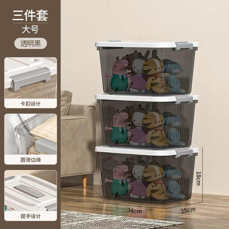 Storage Box, Extra Large Transparent Plastic, Thick Reinforced Walls, Stackable with Wheels