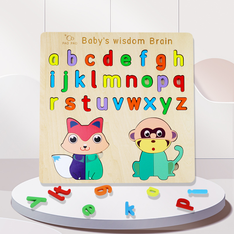 Juguetes para niños pequeños ensamblaje puzzle de educación temprana letras mayúsculas y minúsculas emparejadas números de forma geométrica de bloques de construcción tablero de agarre manual