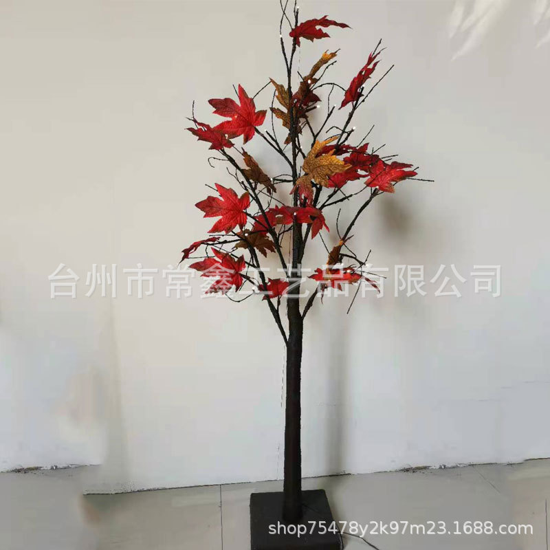 ins圣诞节日罗汉树装饰灯 仿真橡果树灯暖光发光树LED景观灯批发