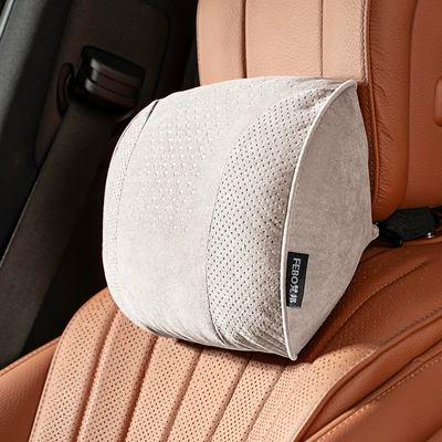 Car Headrest and Lumbar Support, Headrest - s-style-suede-off-white-headrest-1-piece