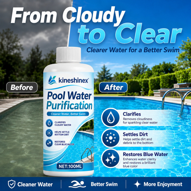 Kineshienx Swimming Pool Water Clarifier, Fast-Acting Flocculant, Swimming Pool Cleaner, Deodorizer, Algae Prevention