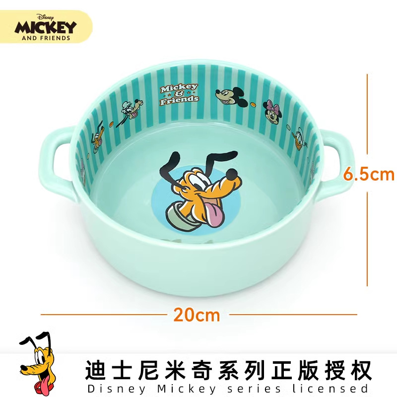 Disney serie de Mickey de gran calibre para gatos bolos de agua de cerámica para perros bolos Mickey Minnie cuello anti-voltear platos