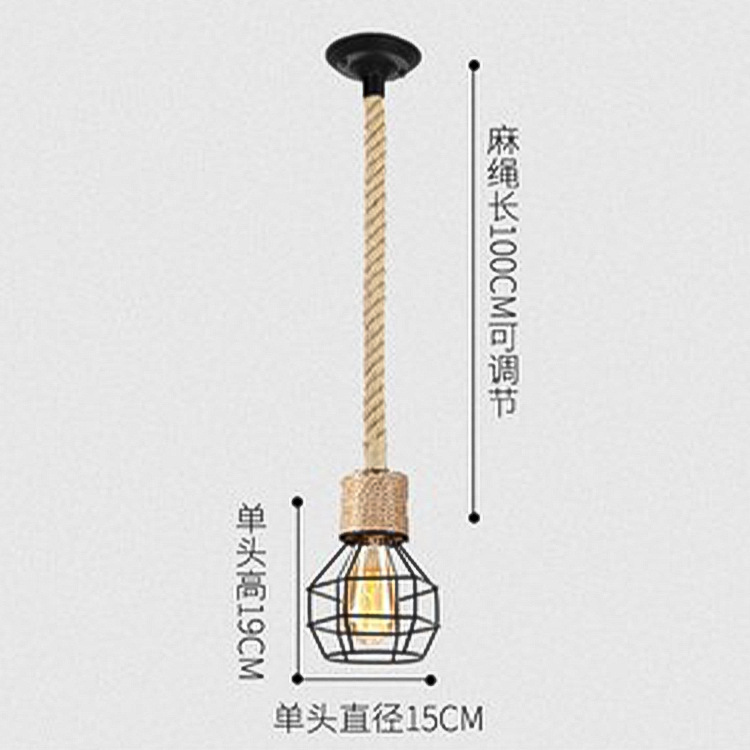 Estilo industrial retro americano, hierro forjado, cuerda de cáñamo, candelabro, restaurante, tienda de ropa, bar, ventana, nórdico, minimalista moderno
