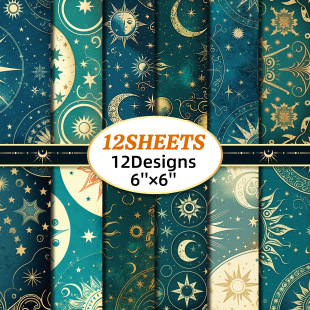 12 sheets/pack tarot star background paper DIY fantasy universe art journal material paper Amazon cross-border