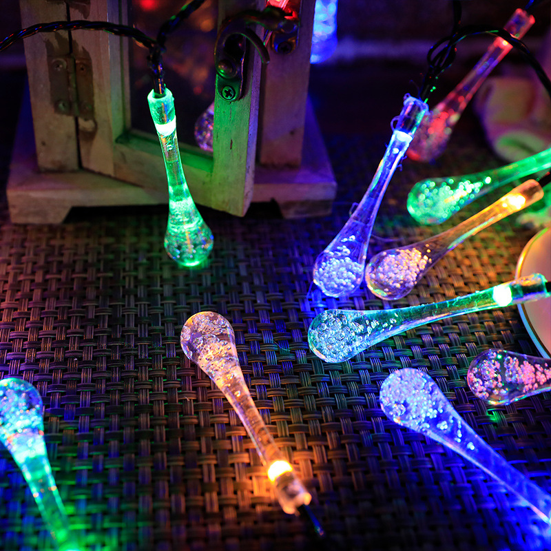 LED Bola de burbuja solar Cadena de luz bola de cristal gota de agua estrella de cinco puntas decoración de vacaciones de Navidad al aire libre a prueba de agua luces de colores