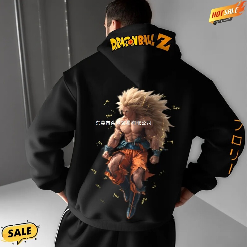 Dragon Ball Z Men's Hoodie Street Style Anime Print Loose Casual Autumn and Winter Cotton Blended Jacket
