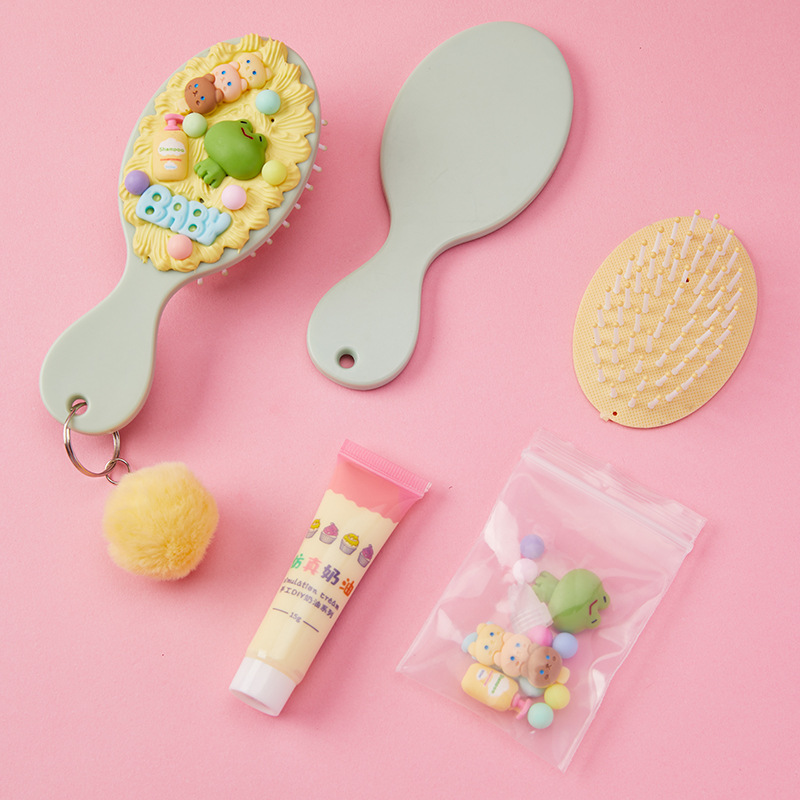 Dibujos Animados DIY crema pegamento masaje cojín de aire peine mini lindo hecho a mano airbag peine regalo para novias