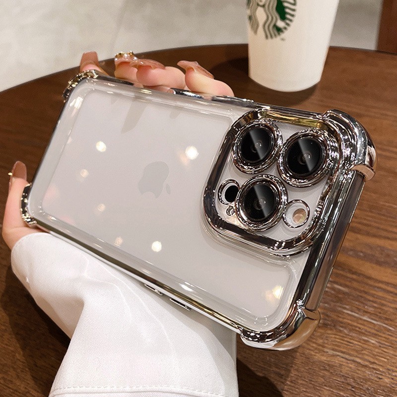 iPhone17対応 四隅エアバッグ落下防止スマホケース Apple 16PROMAX 透明レンズフィルム 15保護ケース X|undefined