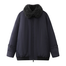 2025冬季新款女装通勤简约显瘦宽松大毛领派克羽绒服外套 2J4K240