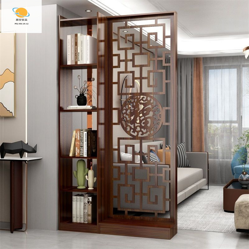 New Chinese Style Solid Wood Screen Balcony Home Double-Sided Foyer Entrance Cabinet Partition Cabinet Living Room Kitchen Small Apartment