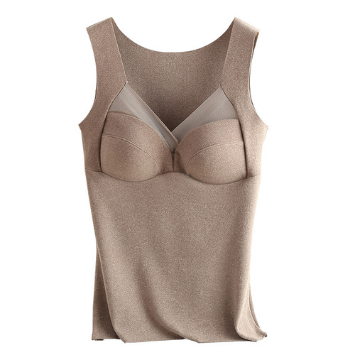 3893 German velvet invisible fixed cup underwear for autumn and winter heating warm one-piece no bra required slimming base top