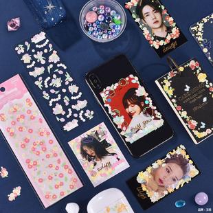 Flat stickers spring flower ins Goka rose vintage stickers laser ribbon ribbon hand account material