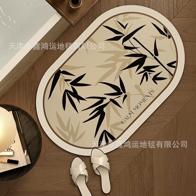 Bamboo Rhyme Antique Diatom Mud Bathroom Mat Absorbent Non-slip Dirty Toilet Toilet Door Quick-drying Mat Bamboo Rhyme Antique Diatom Mud Bathroom Mat Absorbent Non-slip Dirty Toilet Toilet Door Quick-drying Mat