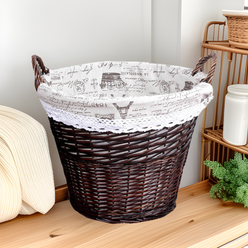 藤条编织手工编织婚礼升空白色气球筐家居杂物整理柳编脏衣收纳篮