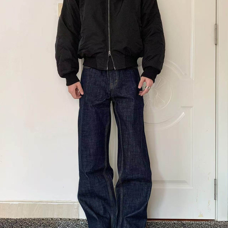 Old Money Style Dark Blue Straight-Leg Jeans for Men, 2025 Autumn New High Street Fashion Versatile Comfortable Slimming Long Pants